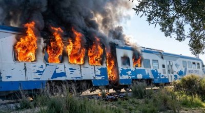 سوسة : إيقاف 8 مشتبه بهم في حرق عربة قطار