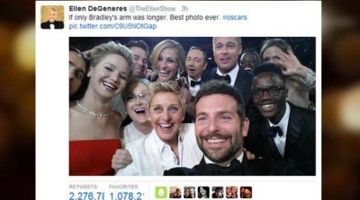 2.76 مليون تغريدة لصورة ''سيلفي'' جمعت نجوم الأوسكار