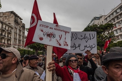 شارع الحبيب بورقيبة : مظاهرة ضد عودة الارهابيين من بؤر التوتر 