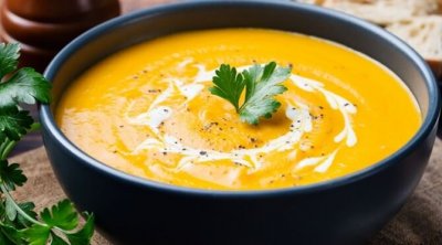 Recette soupe de potiron et Cigarettes croustillants aux amandes et à la pistache