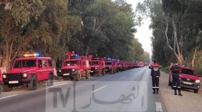 وصول 31 شاحنة إطفاء جزائرية و85 عونا مرافقا في إتجاه ولاية بن عروس