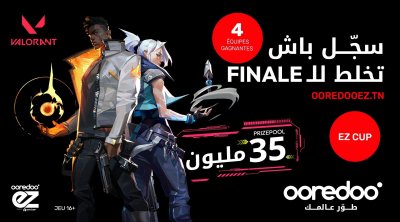 OoredooEZ CUP  : Plus de 35.000 dinars à gagner dans le tournoi Valorant avec Ooredoo