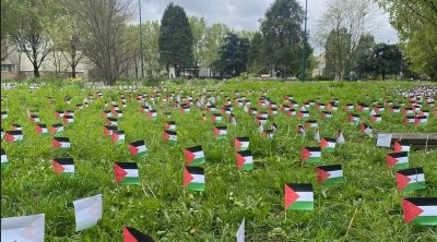 France : 13 000 drapeaux palestiniens plantés à Gennevilliers en hommage aux enfants tués par Israël à Gaza