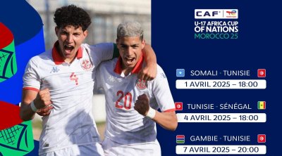 CAN 20205 : Programme des matches de la sélection tunisienne U17 