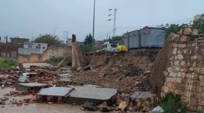الكاف : انهيار جزء من سور معهد 8 فيفري بساقية سيدي يوسف 