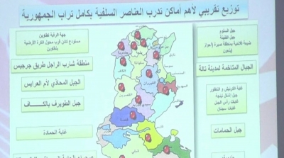 خريطة تكشف مناطق توزع المعسكرات التدريبية للعناصر الارهابية في كامل انحاء البلاد