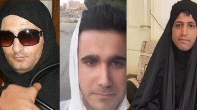  رجال ايرانيون يرتدون الحجاب تضامنا مع نساء بلادهم