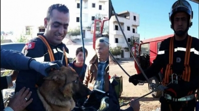 سوسة : اعوان الحماية المدنية ينقذون كلب سقط في بئر (صور)