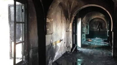 حريق مسجد العبادلة بالقصرين (صور )